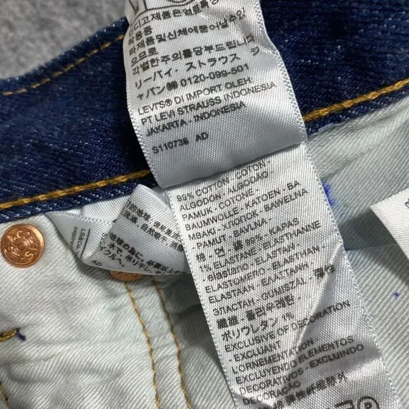 Levis Jeans Men 33x31 Blue 501 Button Fly Classic Straight Premium Tag 34x32